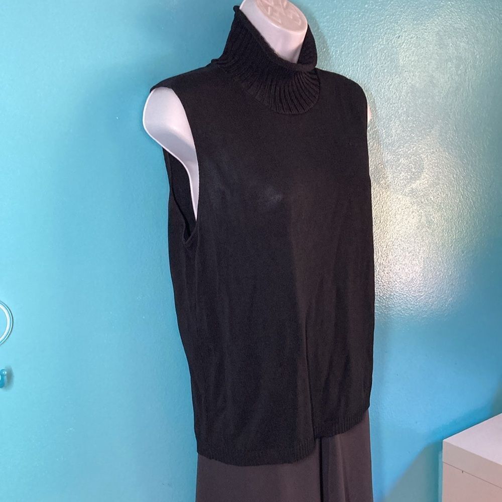 Vintage French Rags Size M  Brenda French Pullover Sleeveless Black Turtleneck
